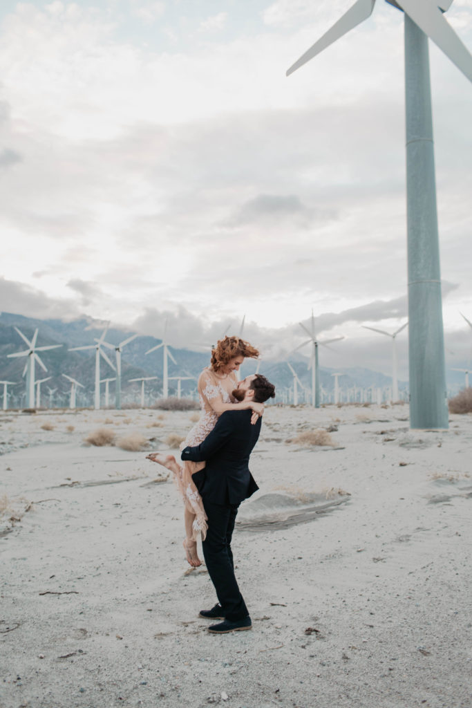 Lindsay and Joels bohemian engagement at Moorten botanical gardens and the palm springs windmills by Kadi Tobin Photography a Palm Springs Wedding Photographer