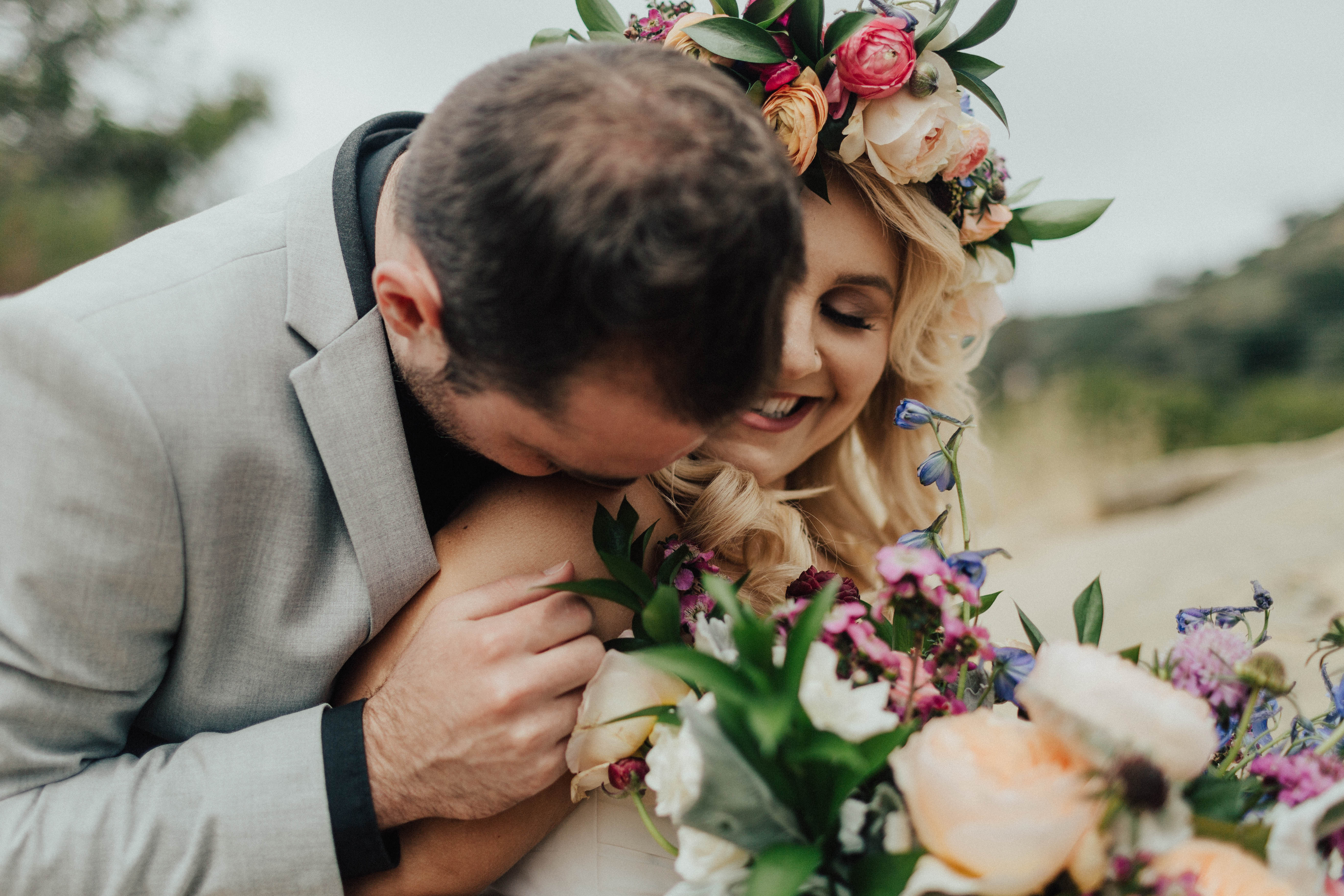 A colorful greenhouse wedding at the five crowns in Corona Del Mar and Crystal cove, California