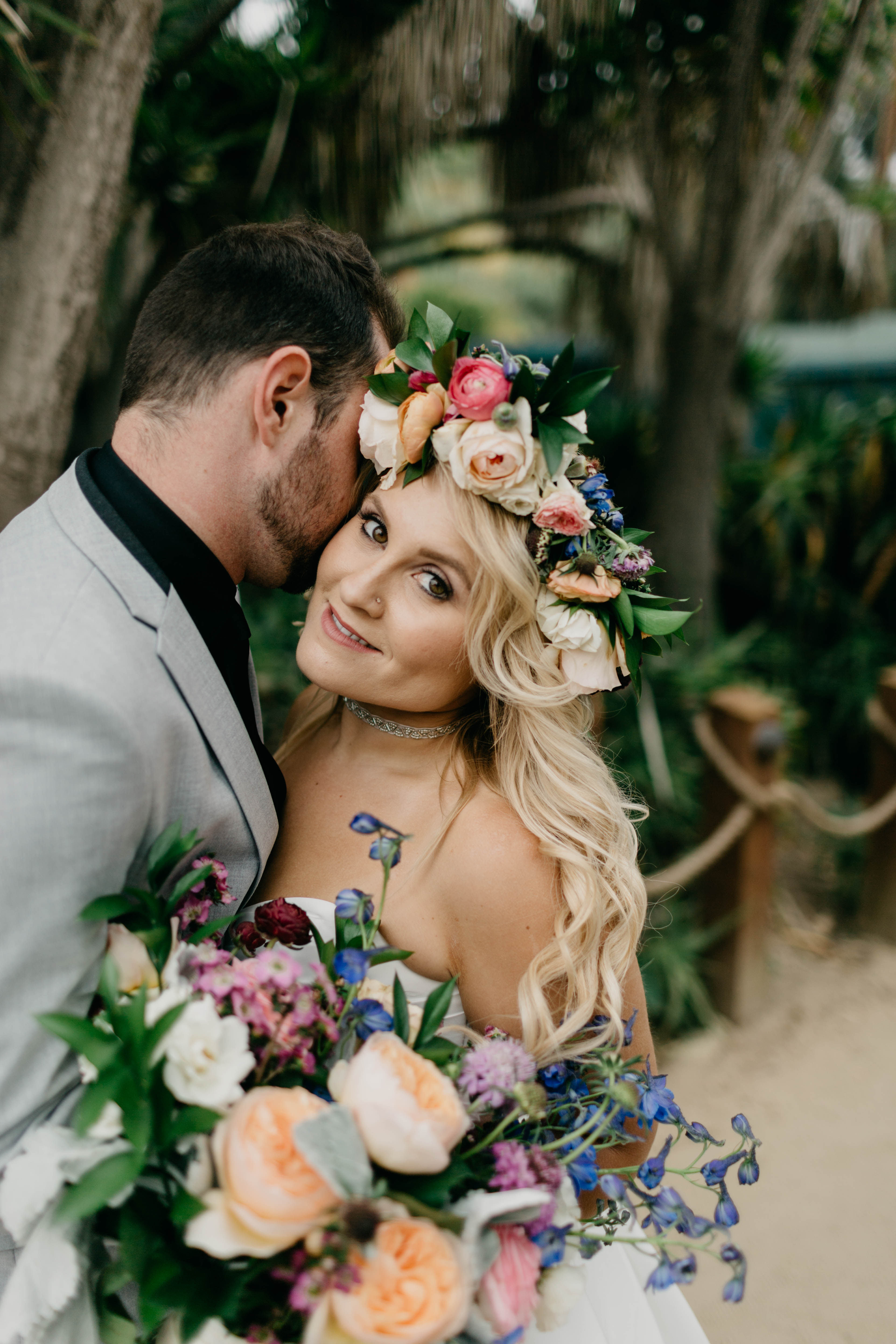 A colorful greenhouse wedding at the five crowns in Corona Del Mar and Crystal cove, California