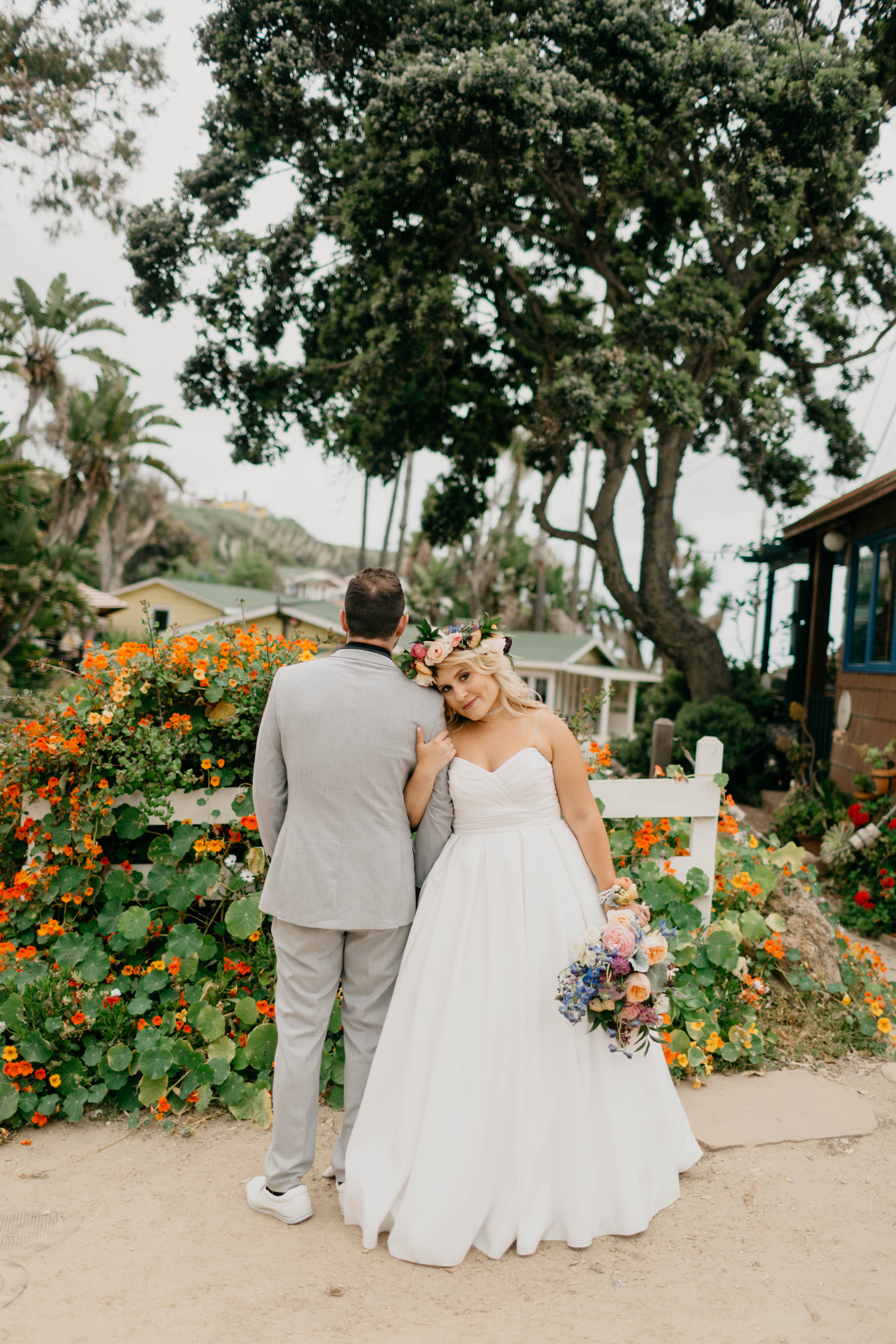 A colorful greenhouse wedding at the five crowns in Corona Del Mar and Crystal cove, California