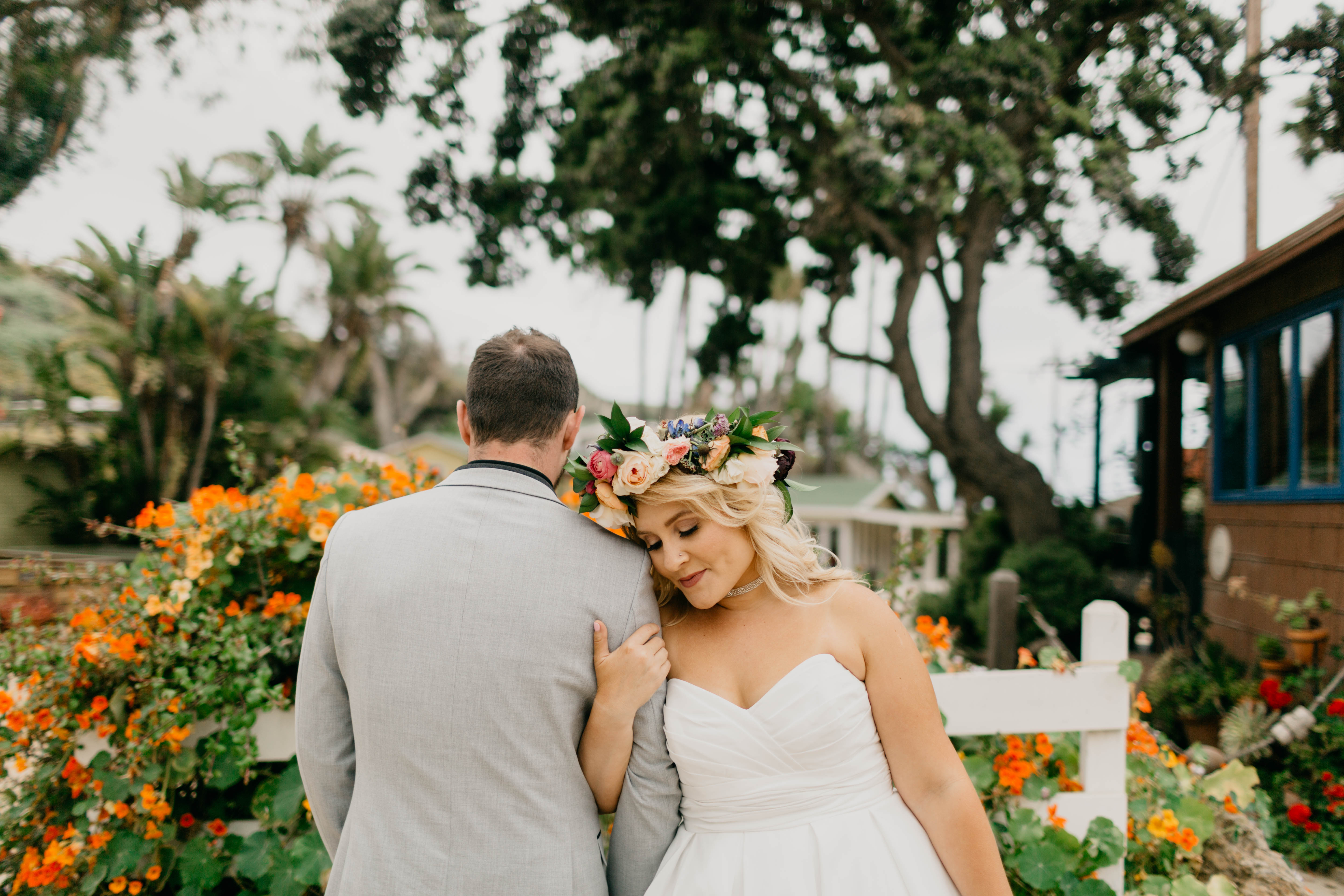 A colorful greenhouse wedding at the five crowns in Corona Del Mar and Crystal cove, California