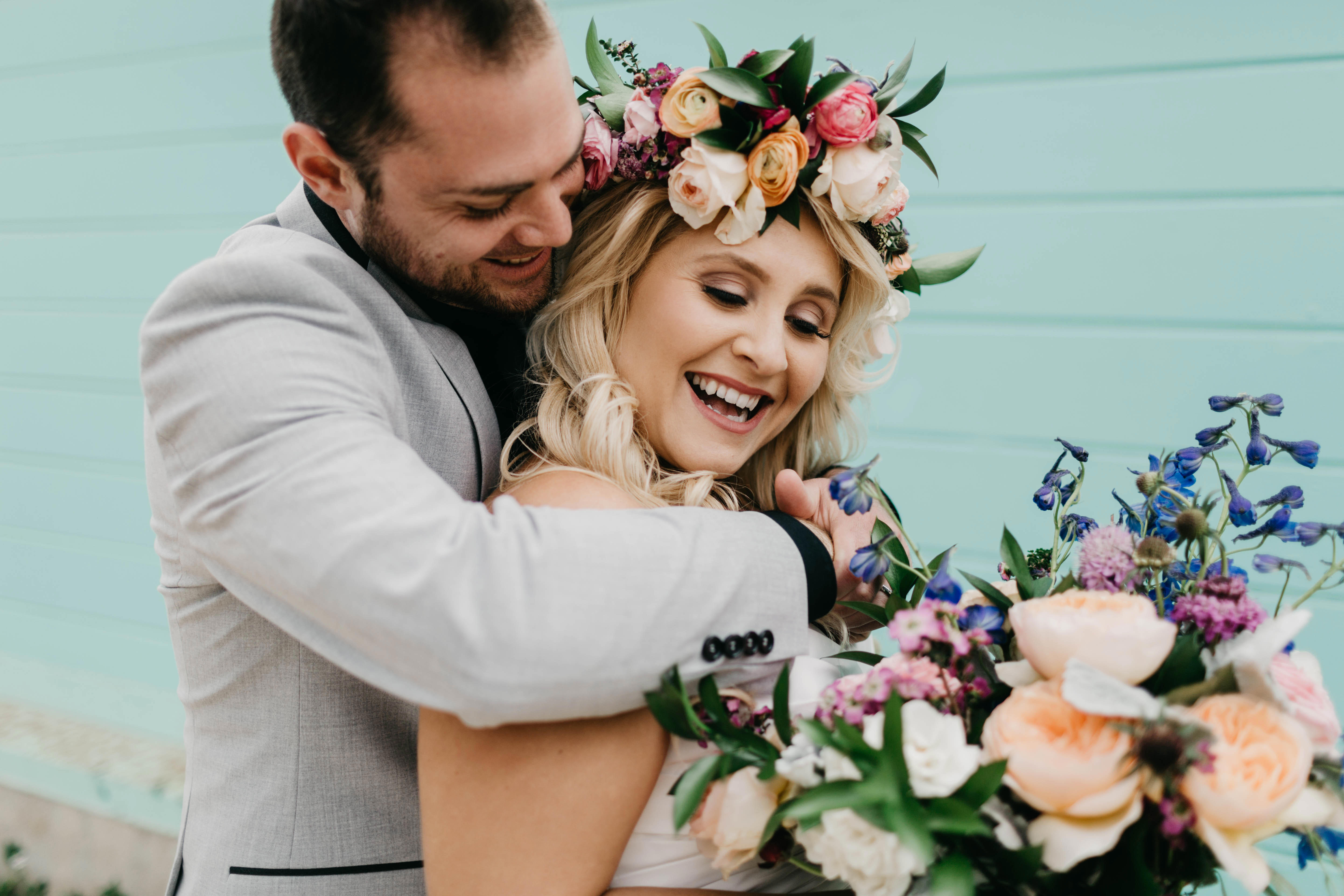 A colorful greenhouse wedding at the five crowns in Corona Del Mar and Crystal cove, California