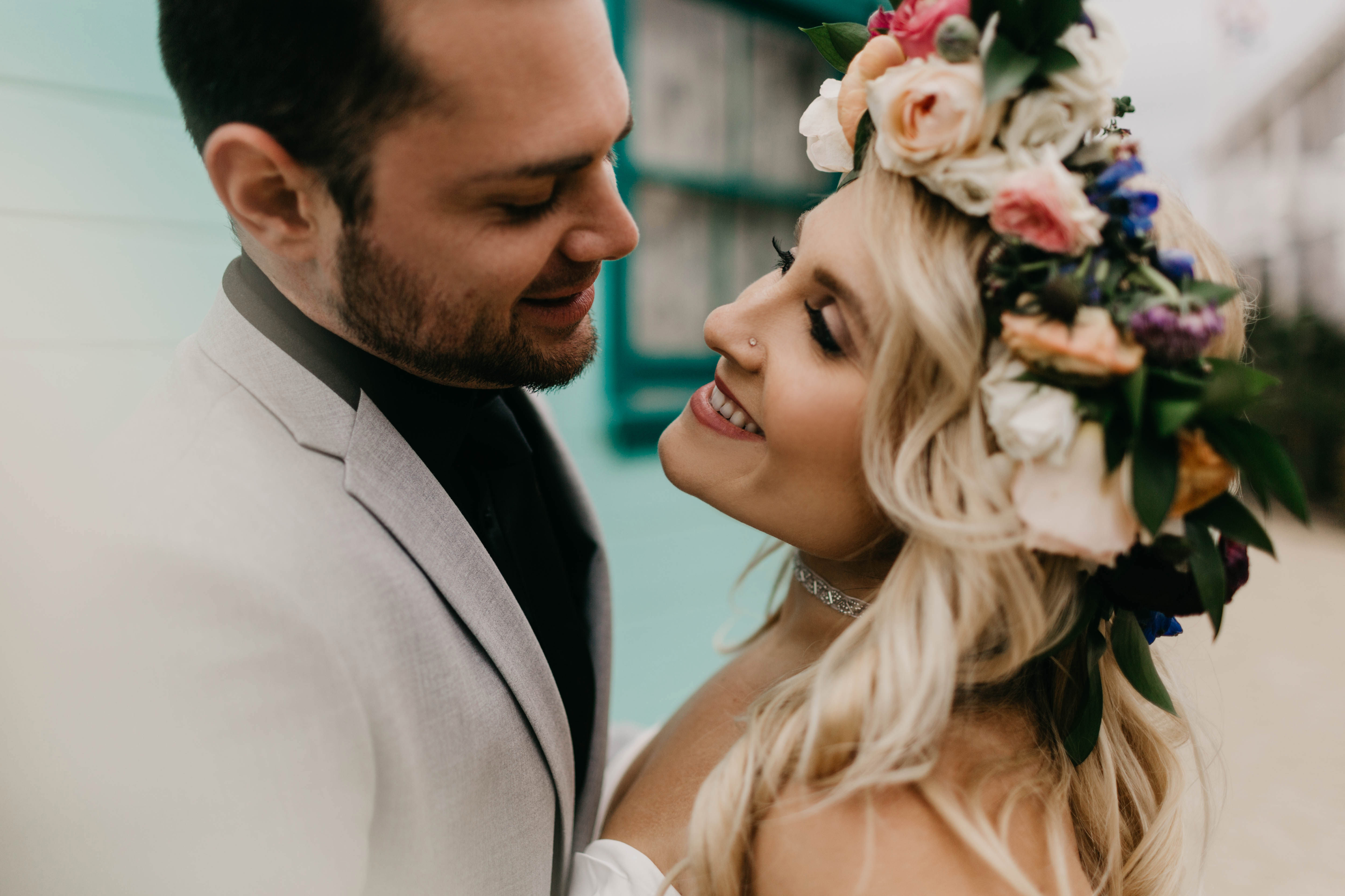 A colorful greenhouse wedding at the five crowns in Corona Del Mar and Crystal cove, California