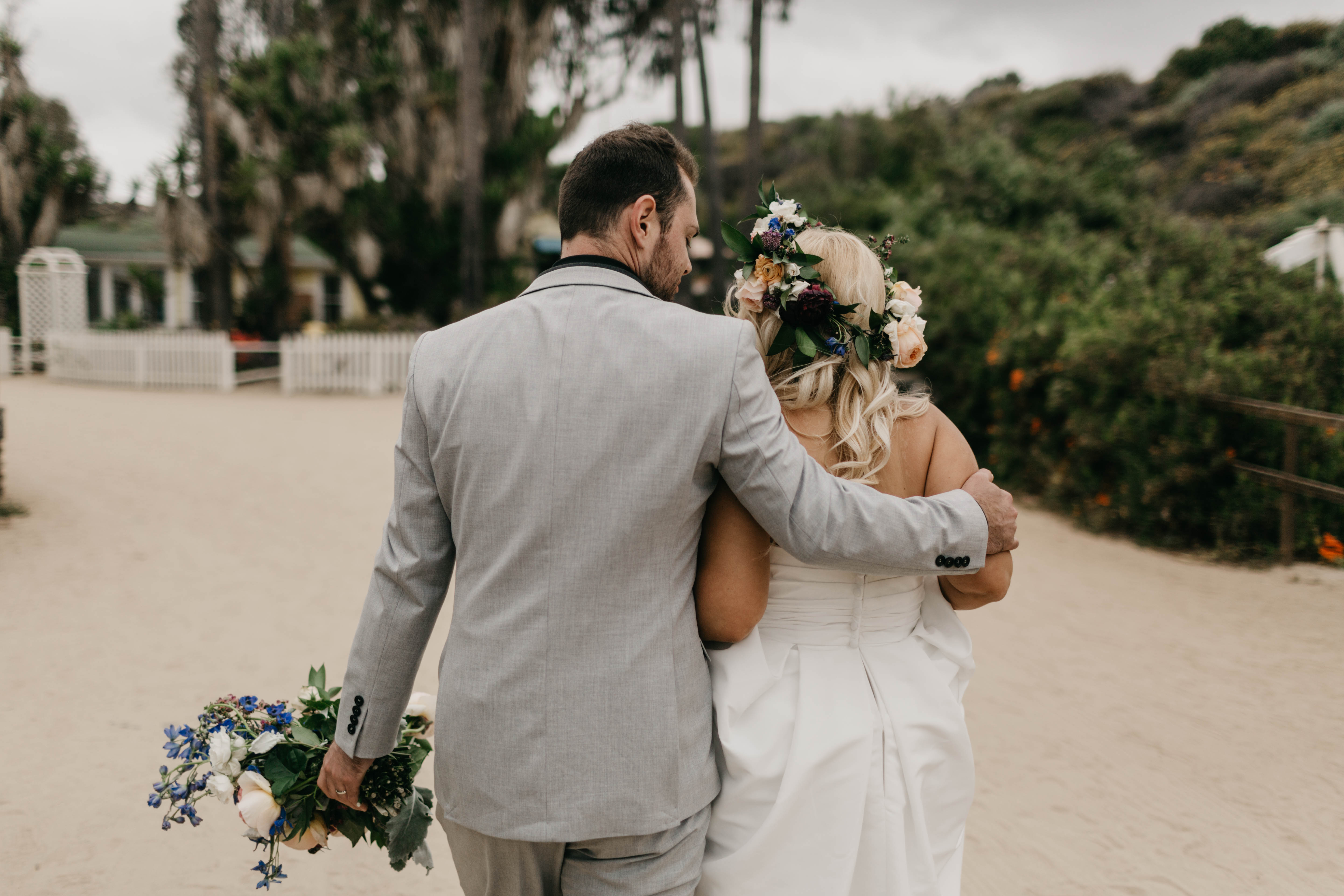 A colorful greenhouse wedding at the five crowns in Corona Del Mar and Crystal cove, California