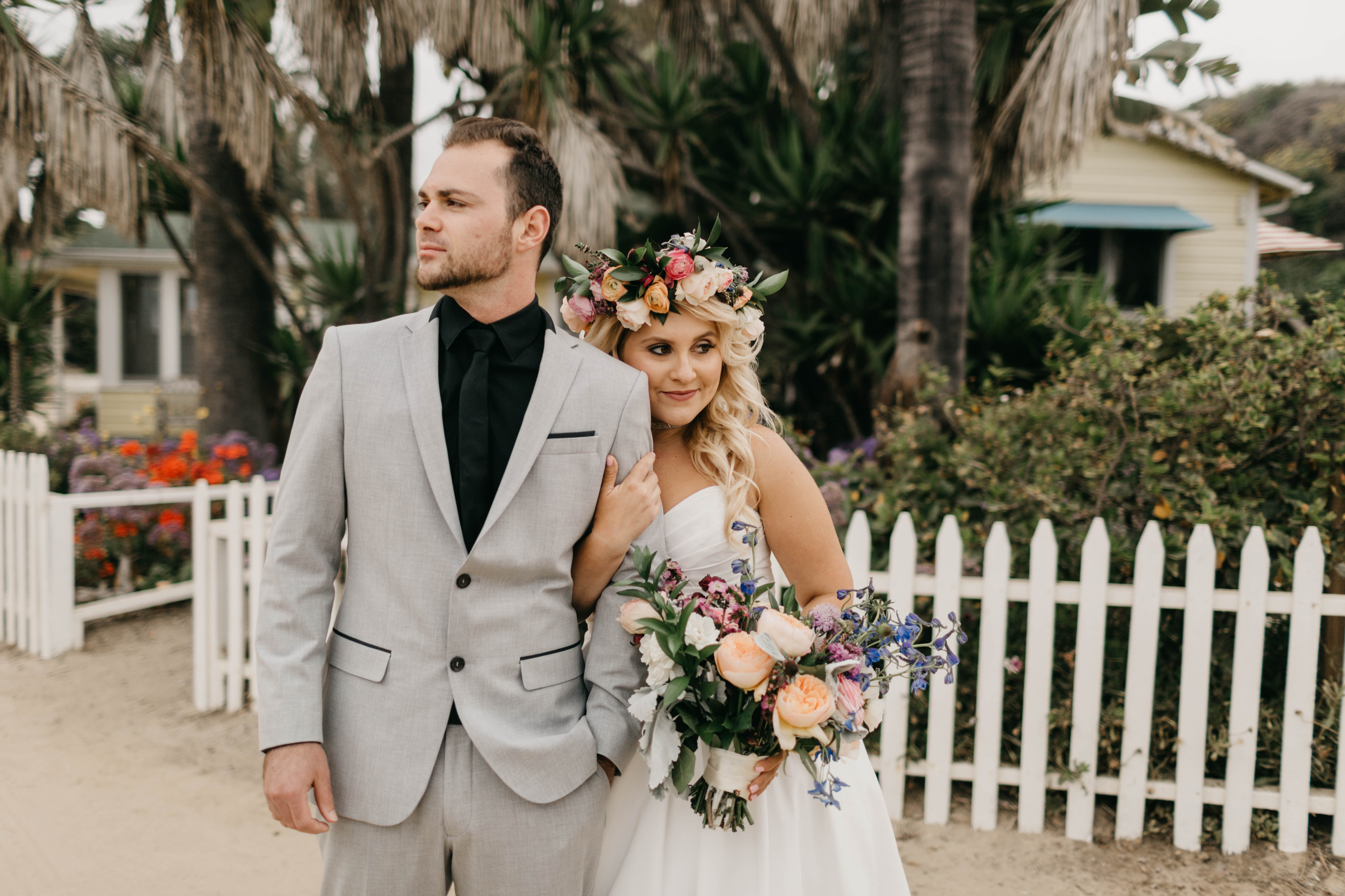 A colorful greenhouse wedding at the five crowns in Corona Del Mar and Crystal cove, California