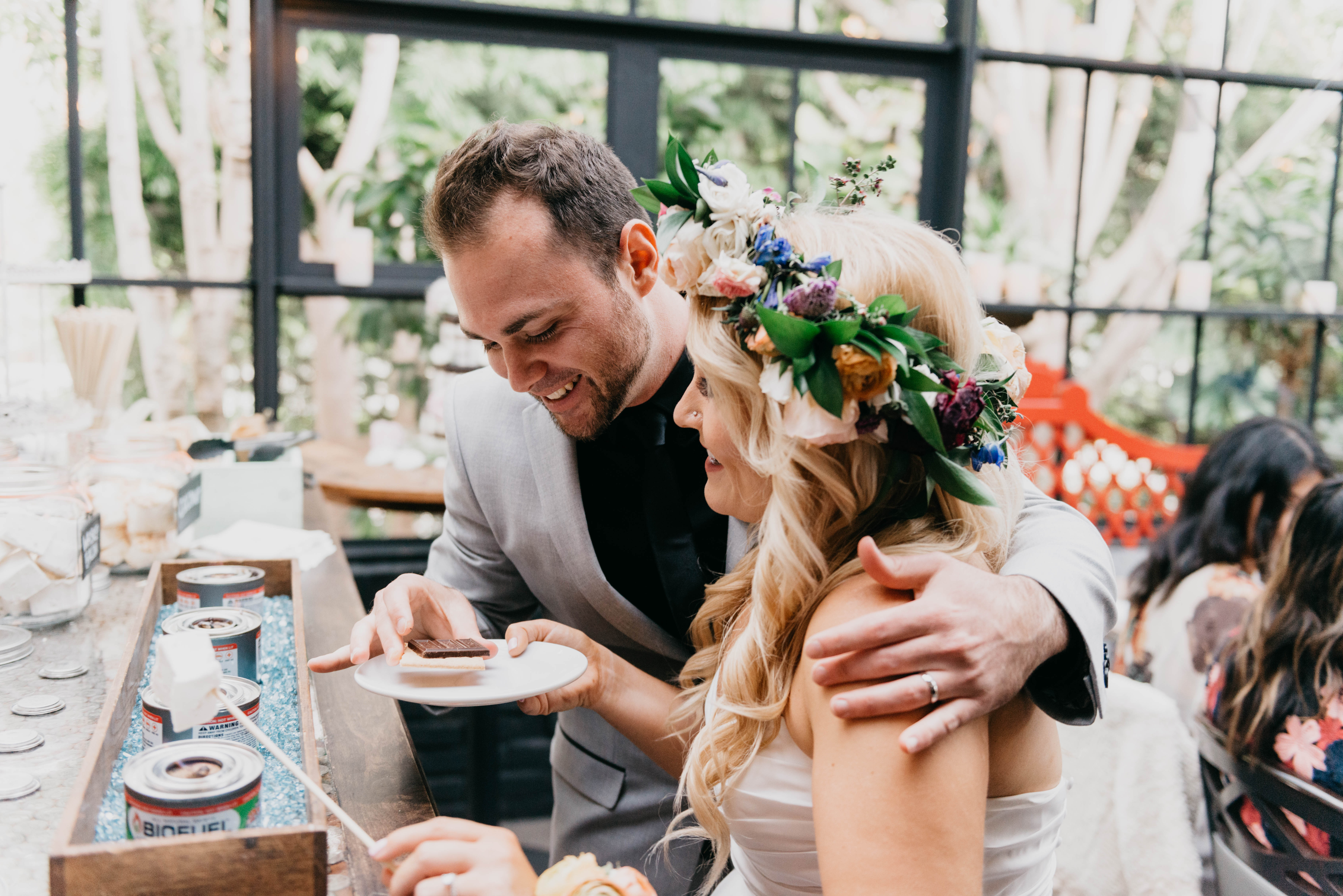 A colorful greenhouse wedding at the five crowns in Corona Del Mar and Crystal cove, California