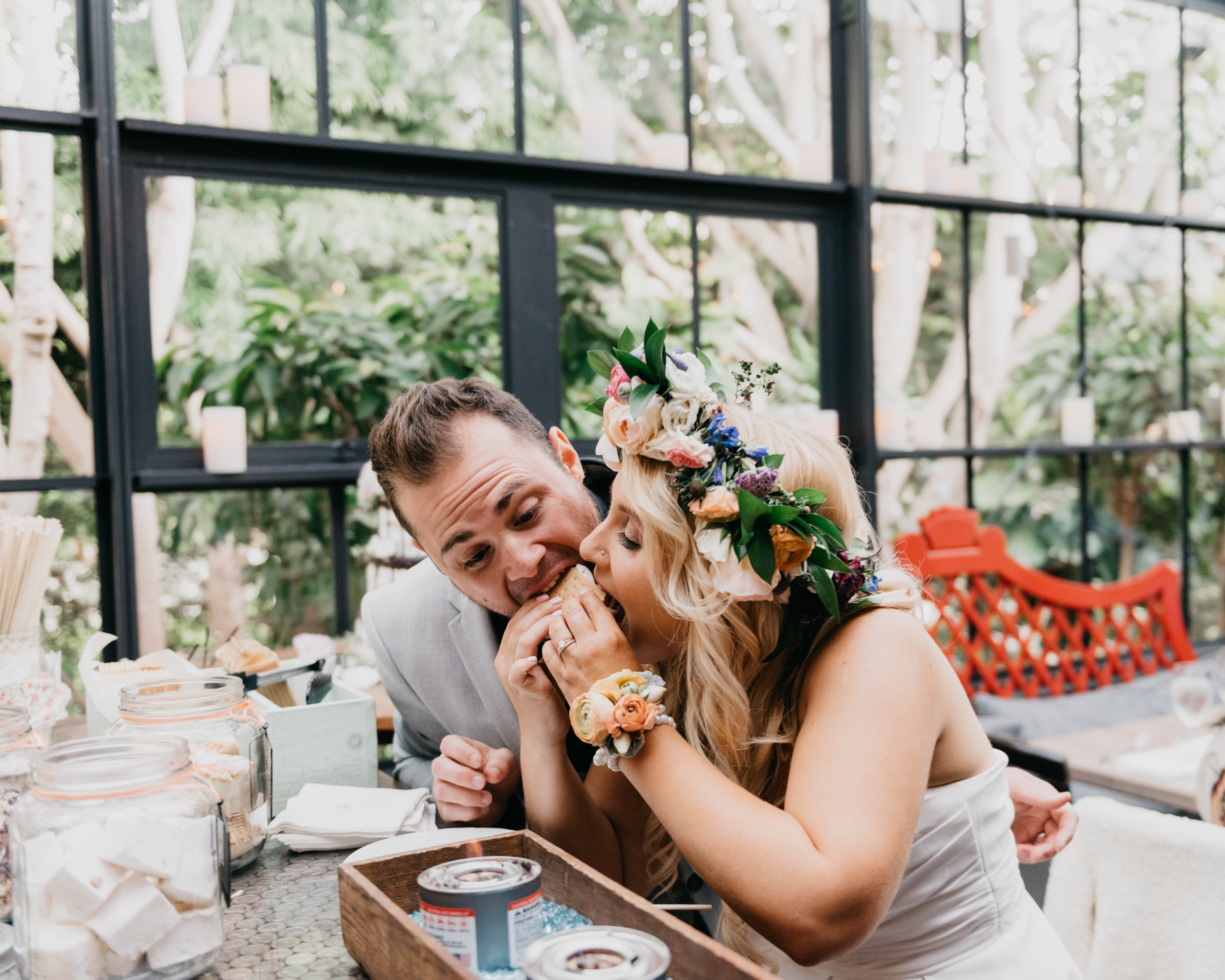 A colorful greenhouse wedding at the five crowns in Corona Del Mar and Crystal cove, California