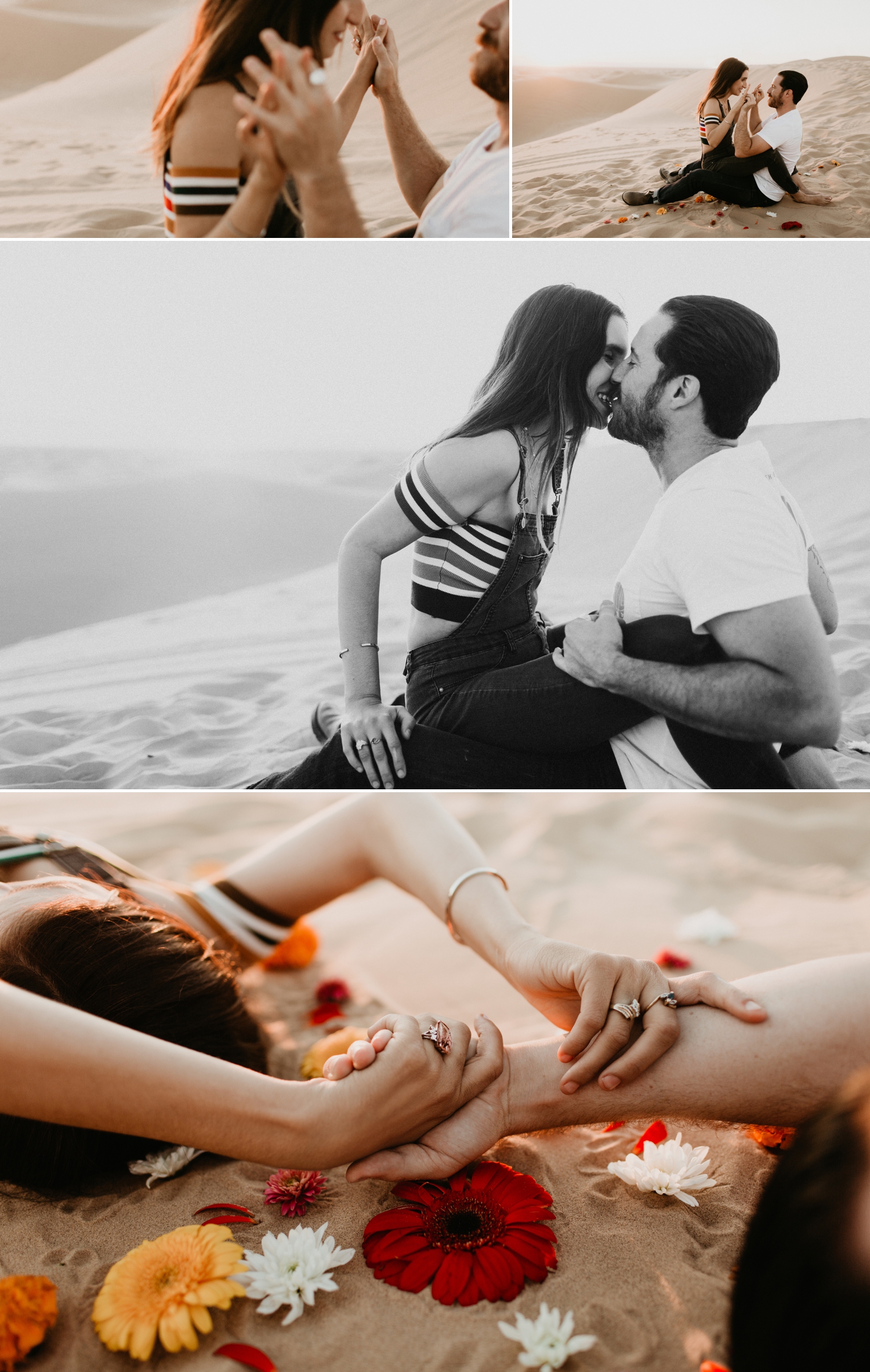 Unique and Bohemian adventurous engagement session on glamis san diego sand dunes