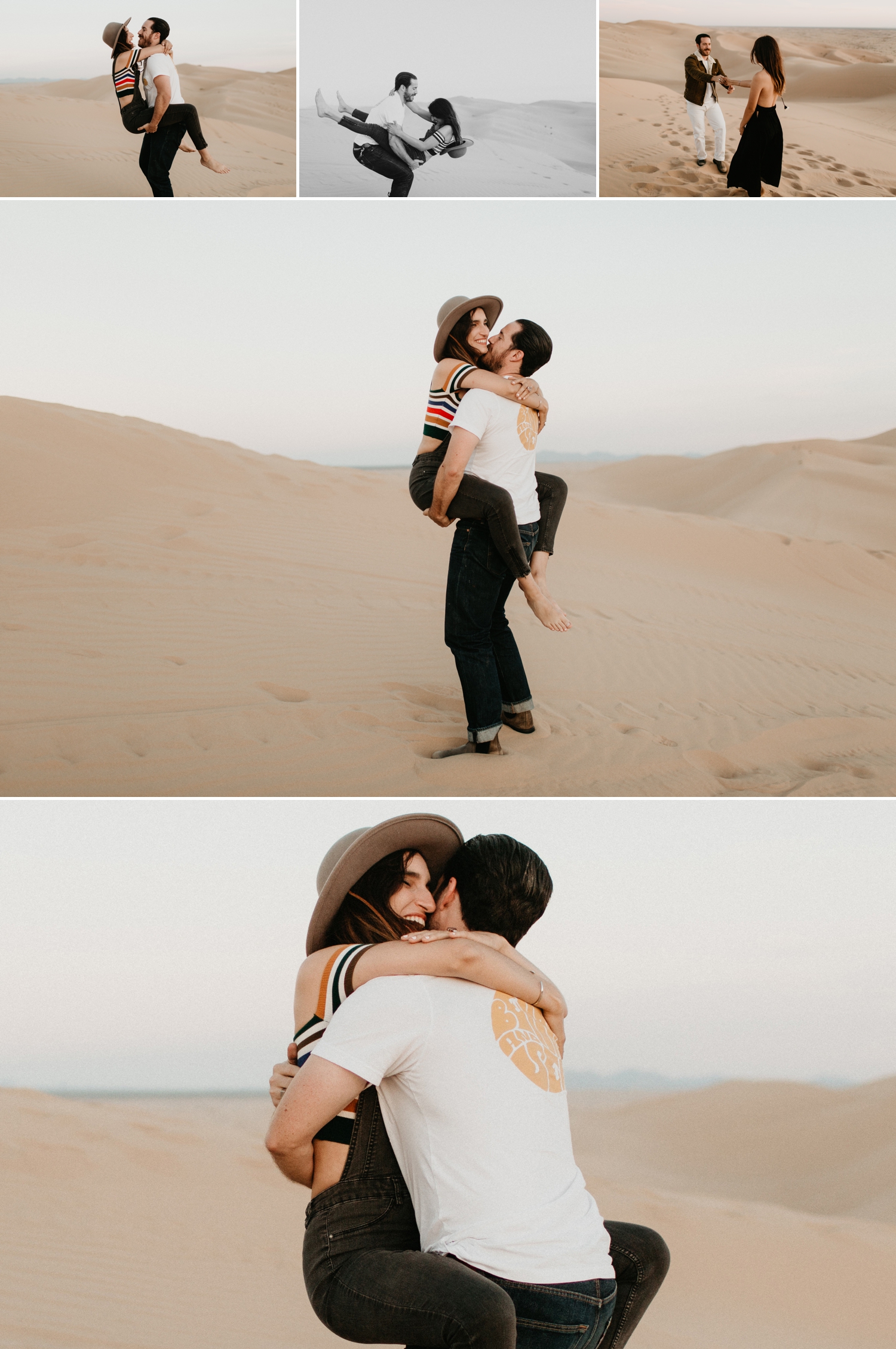 Unique and Bohemian adventurous engagement session on glamis san diego sand dunes