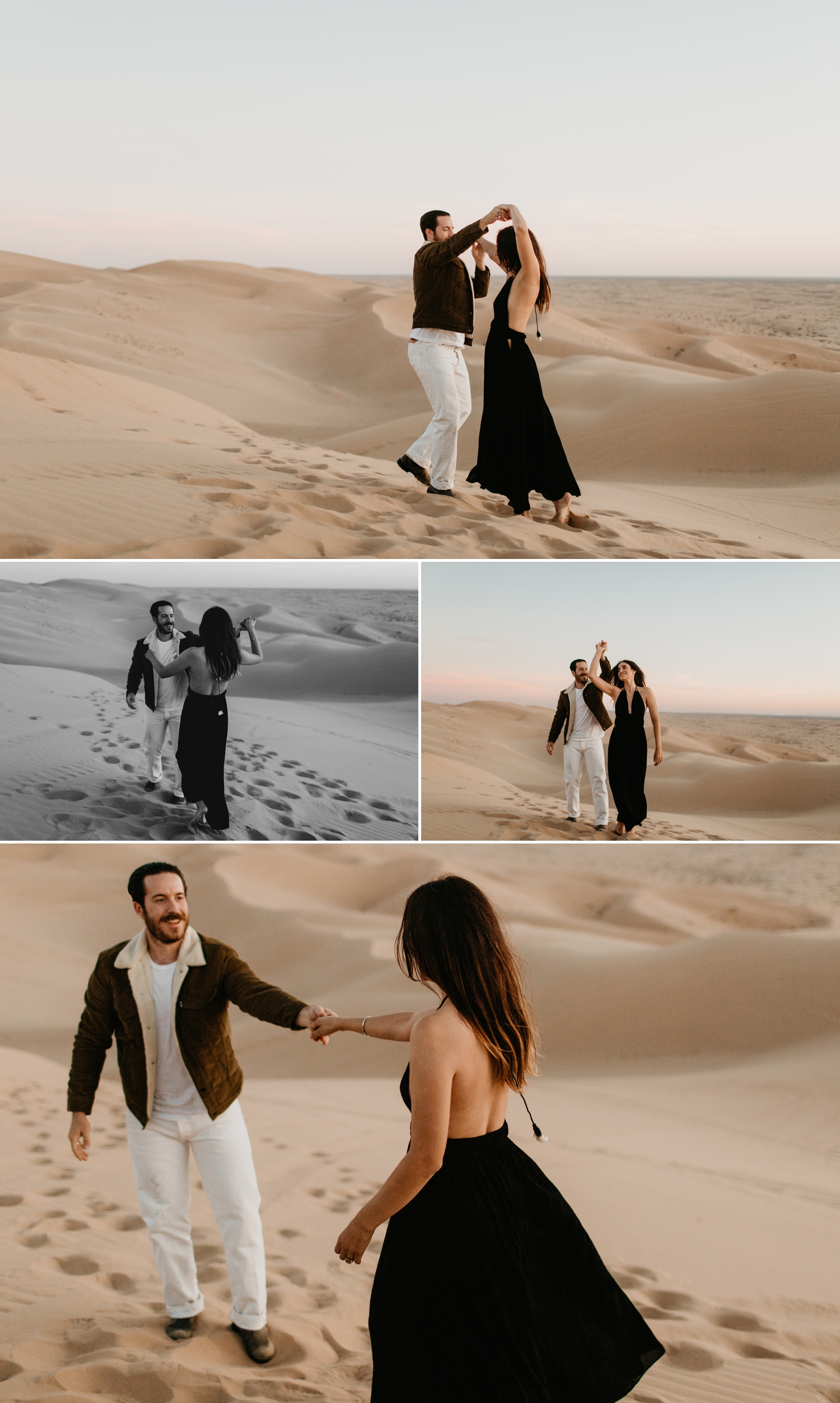 Unique and Bohemian adventurous engagement session on glamis san diego sand dunes