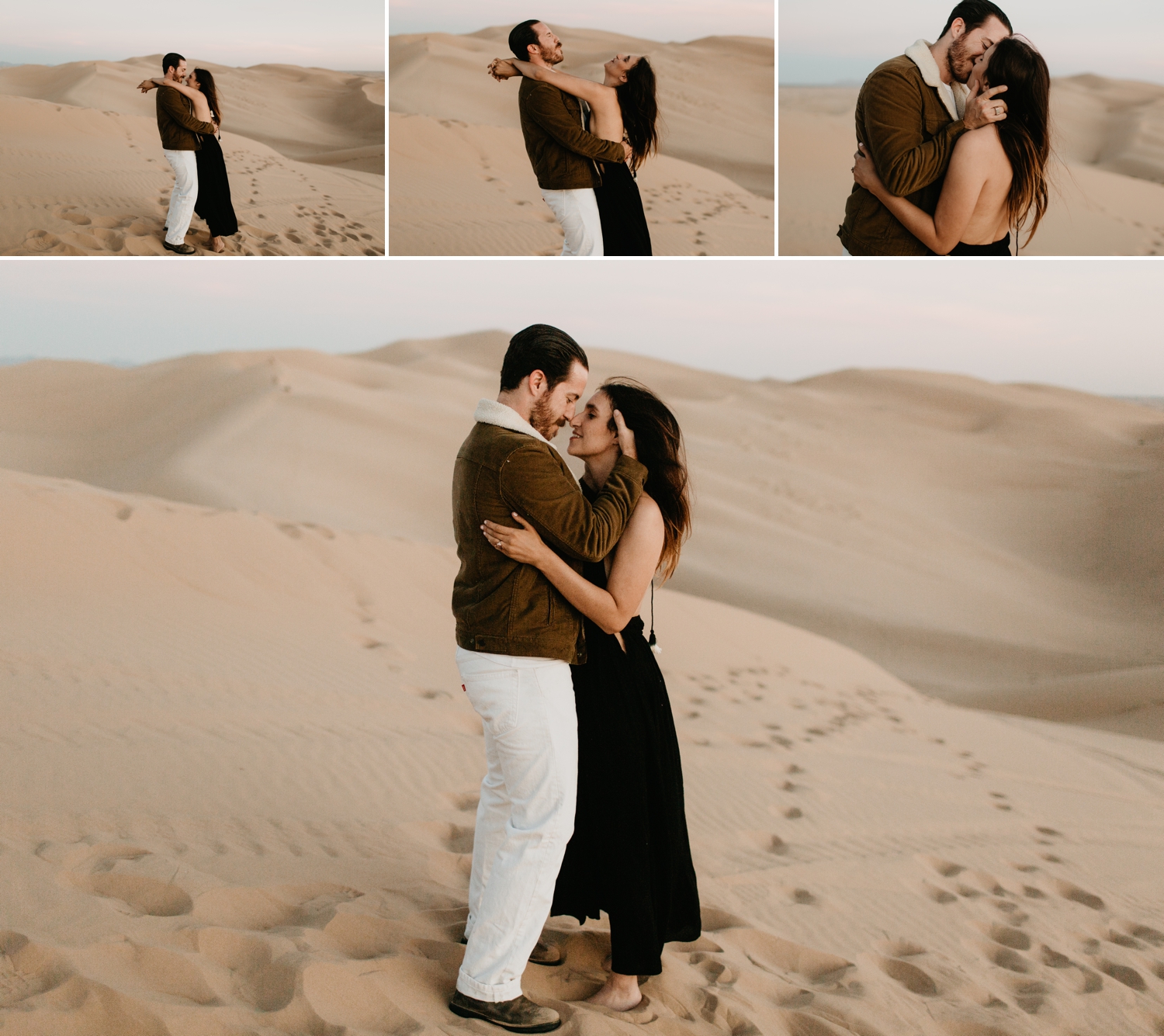 Unique and Bohemian adventurous engagement session on glamis san diego sand dunes