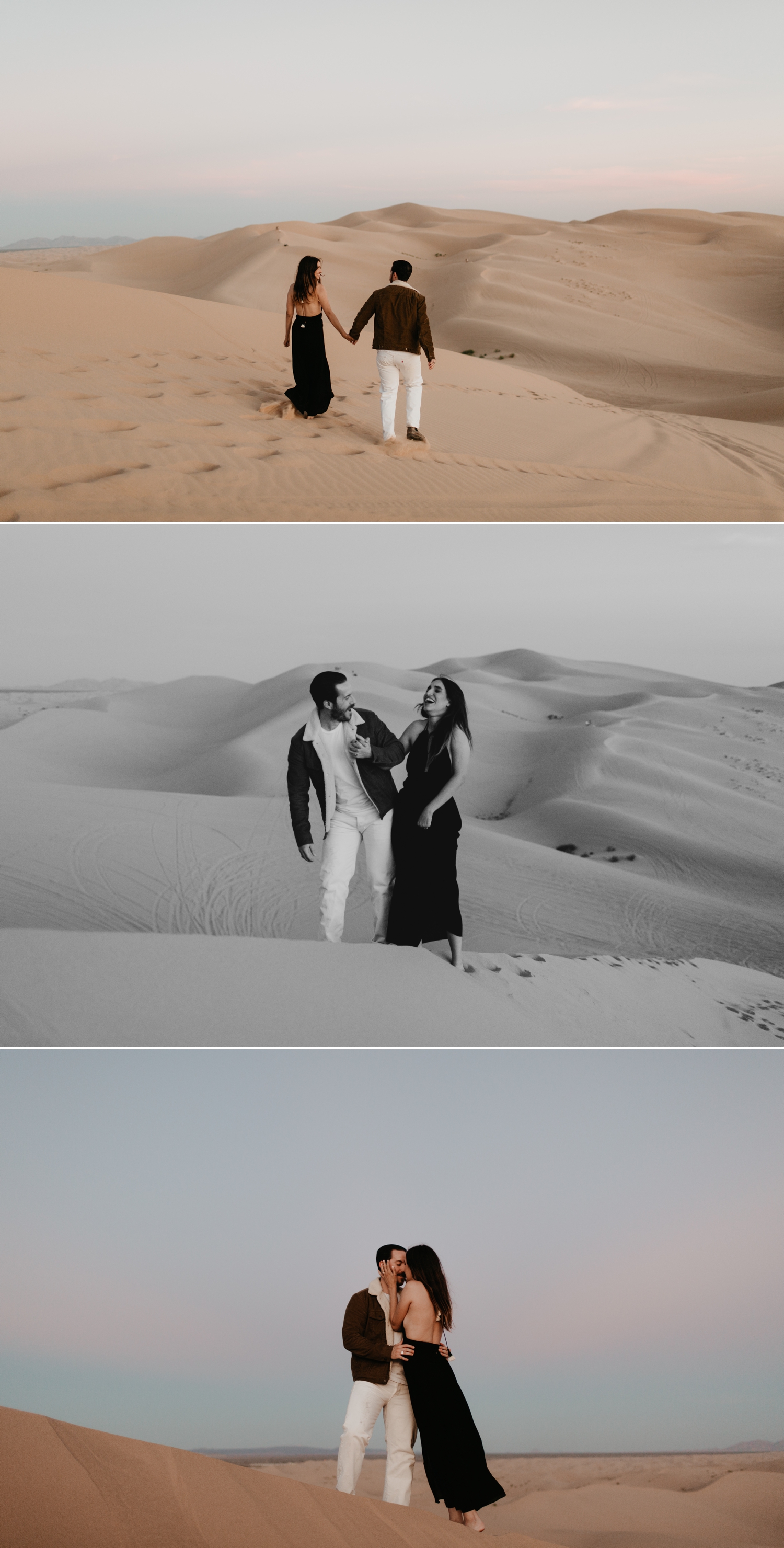 Unique and Bohemian adventurous engagement session on glamis san diego sand dunes