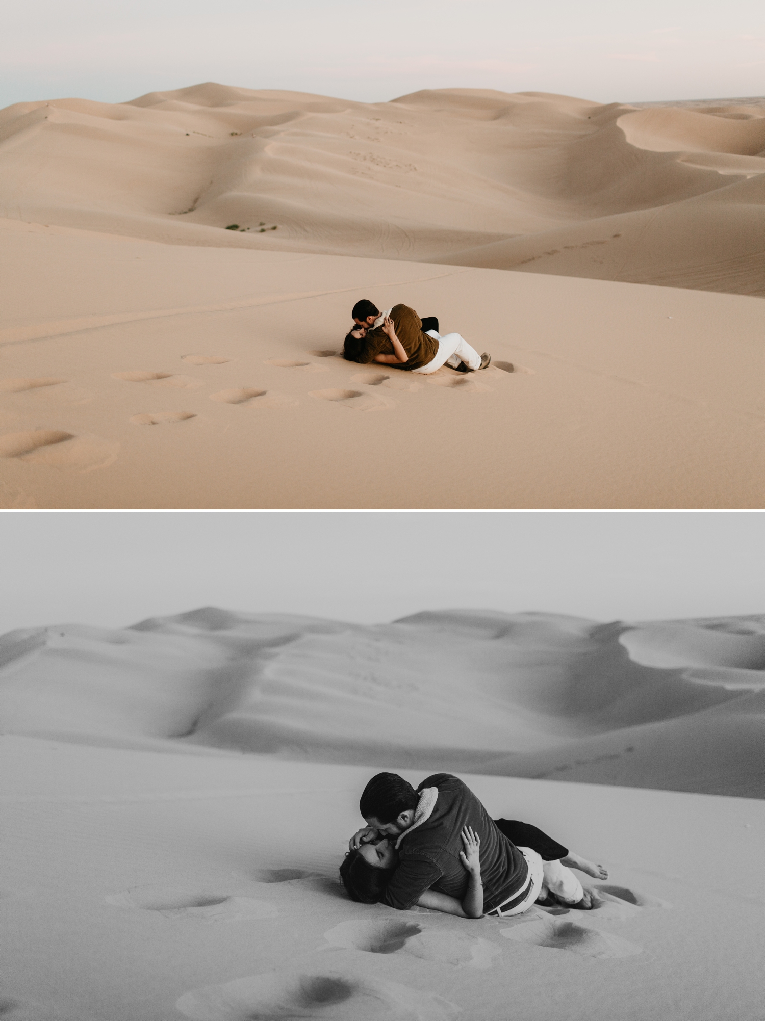 Unique and Bohemian adventurous engagement session on glamis san diego sand dunes