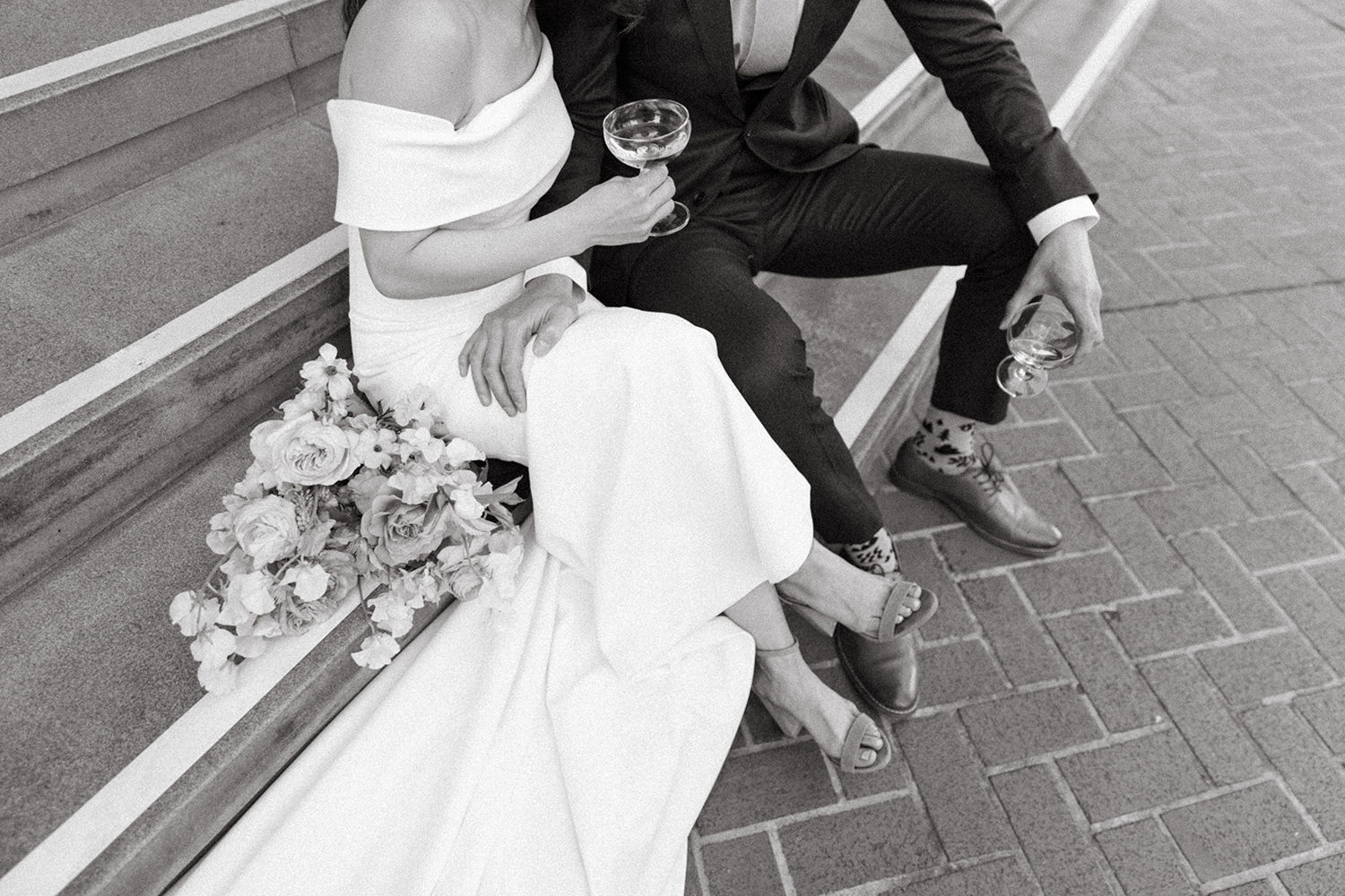 Bride and Groom waiting for their car for their elopement at the Guild Hotel in San Diego