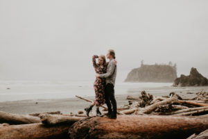 A rainy ruby beach engagement session in Olympic National Park, Washington by Kadi Tobin Photography