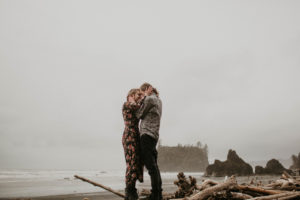 A rainy ruby beach engagement session in Olympic National Park, Washington by Kadi Tobin Photography