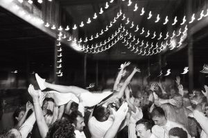 Bride Crowd Surfing at her Palm Springs Wedding by San Diego Wedding Photographer Kadi Tobin